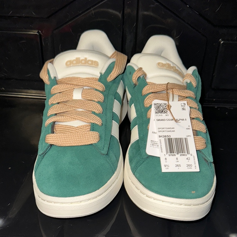 Adidas Grand Court Alpha Green and Cream Sneakers